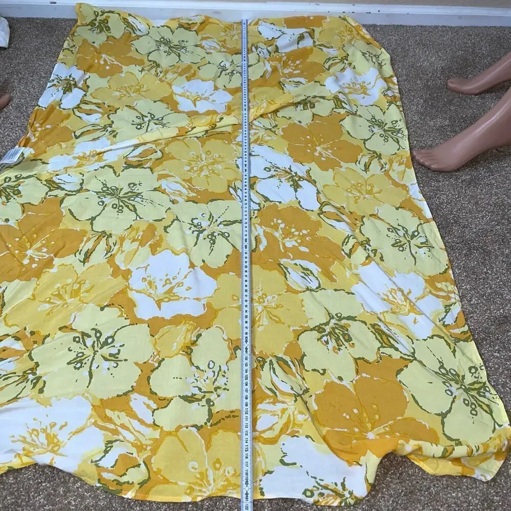 Faithfull the Brand Asturias wrap scarf yellow floral print lightweight OSFM